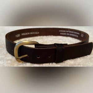 Nelson Royals Genuine Leather Brown Kid’s Belt size 22 Brass Plated Buckle USA